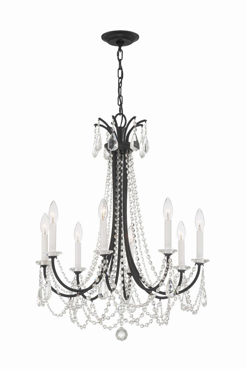 Crystorama KAR-90908-MK-CL-MWP Eight Light Chandelier, Matte Black