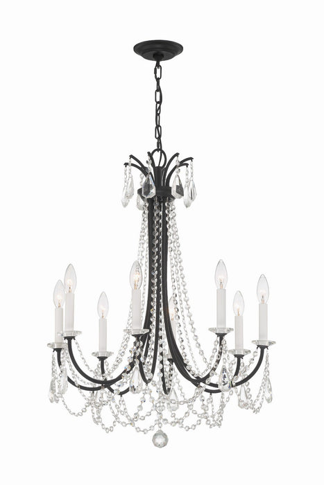 Crystorama KAR-90908-MK-CL-MWP Eight Light Chandelier, Matte Black