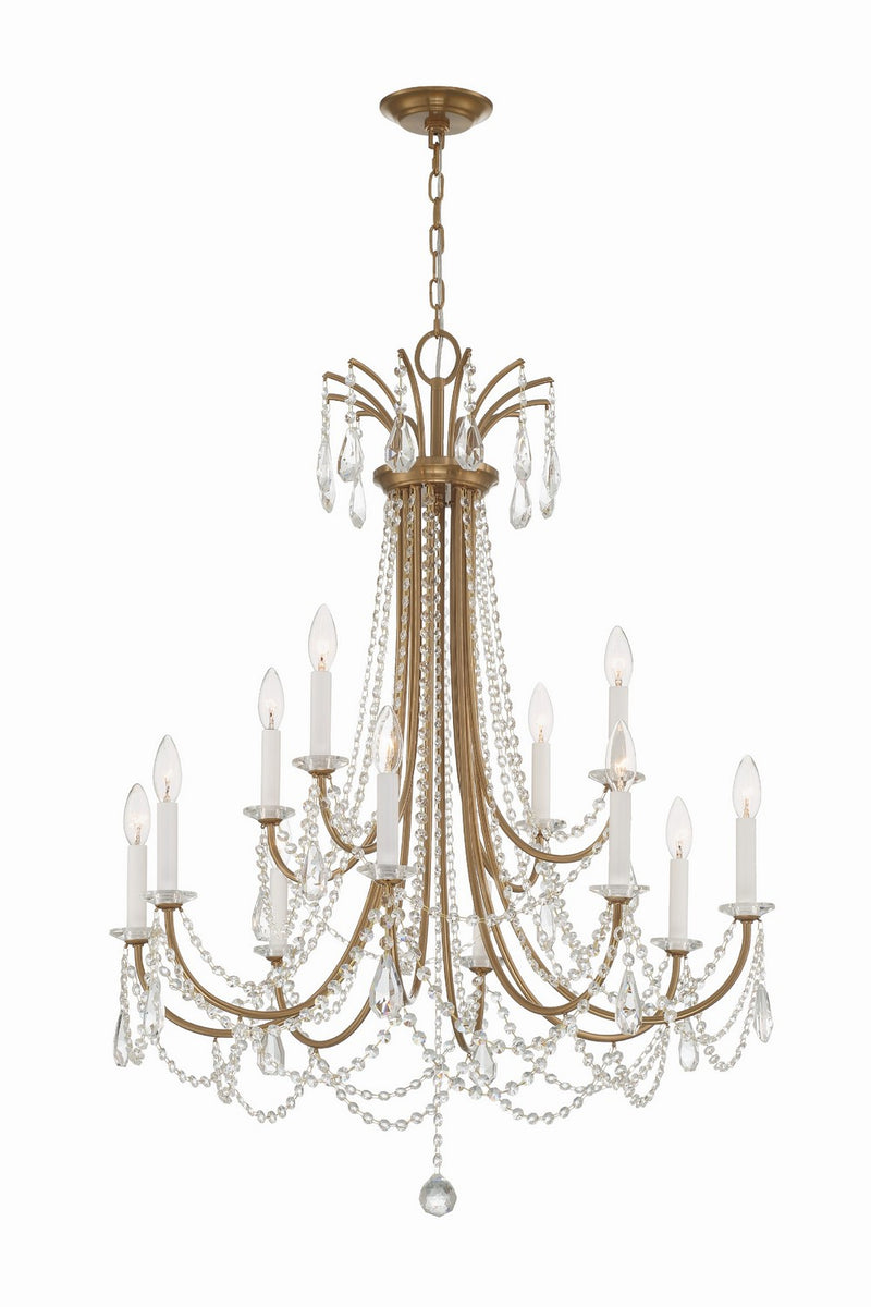 Crystorama KAR-90912-AG-CL-MWP 12 Light Chandelier, Aged Brass