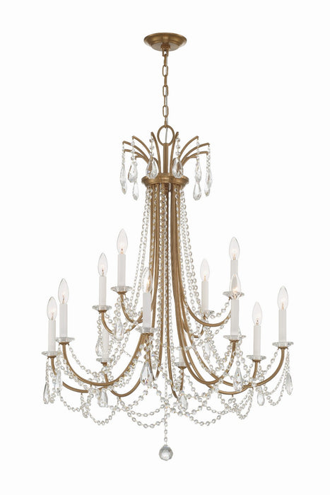 Crystorama KAR-90912-AG-CL-MWP 12 Light Chandelier, Aged Brass