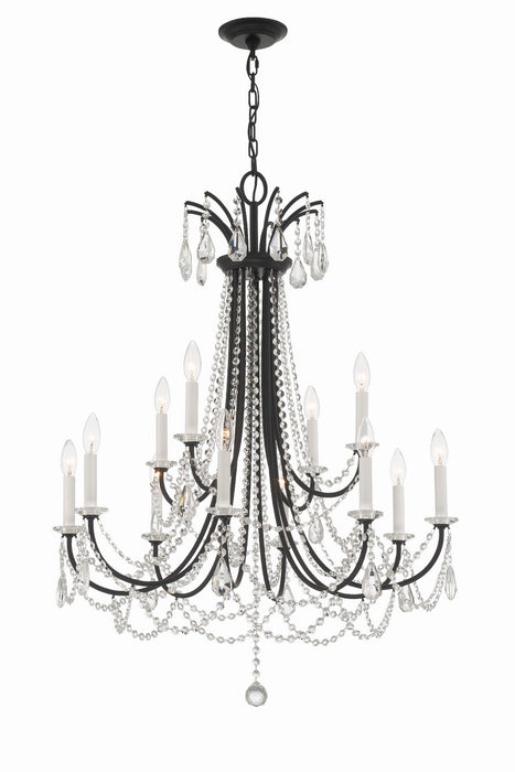 Crystorama KAR-90912-MK-CL-MWP 12 Light Chandelier, Matte Black