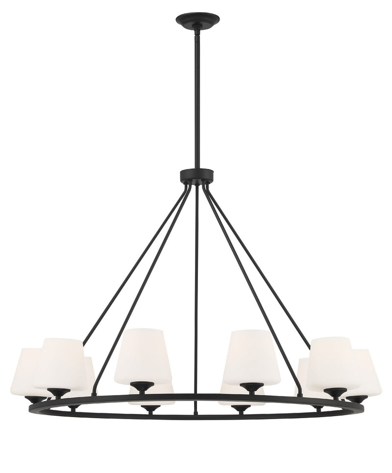 Crystorama KEE-A3009-MK Ten Light Chandelier, Matte Black