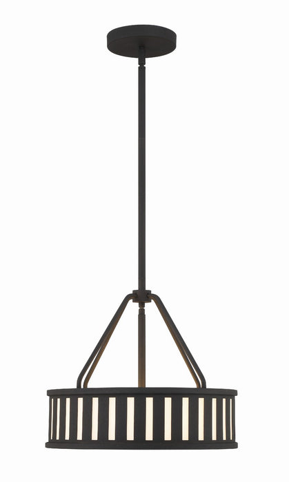 Crystorama KEN-8303-BF Three Light Pendant, Black Forged