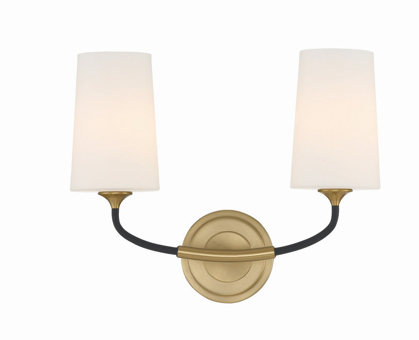 Crystorama NIL-70012-BF-MG Two Light Wall Sconce, Black Forged + Modern Gold