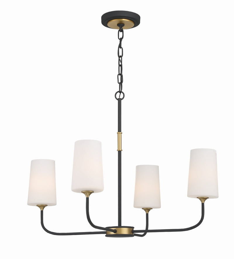 Crystorama NIL-70014-BF-MG Four Light Chandelier, Black Forged + Modern Gold