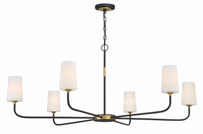 Crystorama NIL-70016-BF-MG Six Light Chandelier, Black Forged + Modern Gold