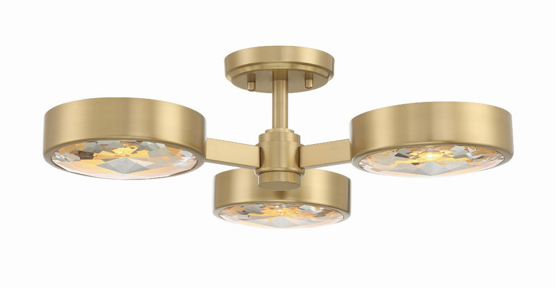 Crystorama ORS-733-MG Three Light Semi Flush Mount, Modern Gold