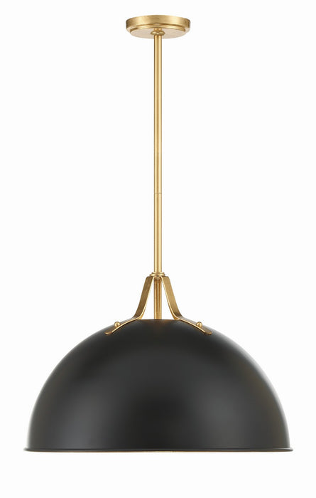 Crystorama SOT-18015-MK-GA One Light Pendant, Matte Black + Antique Gold