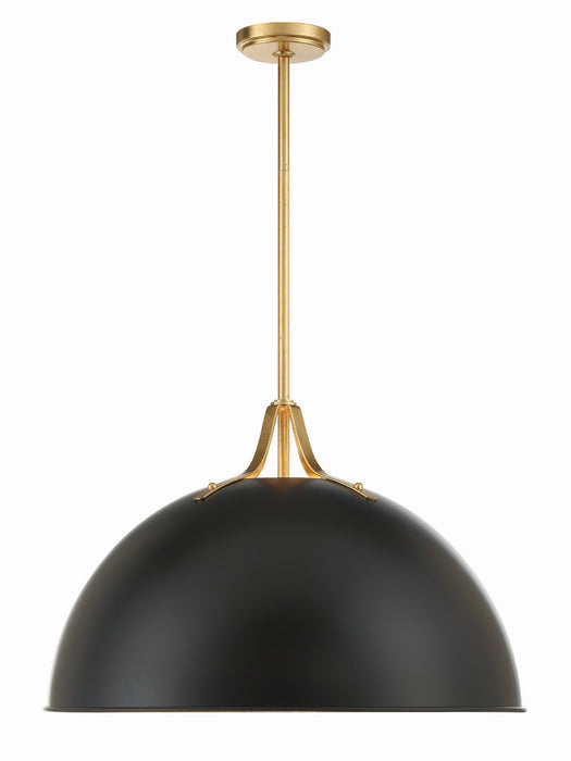 Crystorama SOT-18017-MK-GA Three Light Pendant, Matte Black + Antique Gold