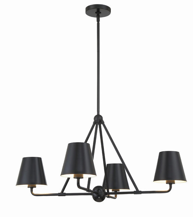 Crystorama XAV-B9304-MK Four Light Chandelier, Matte Black