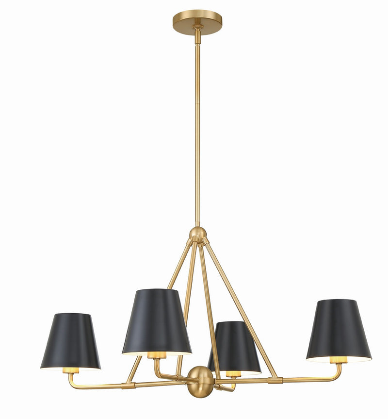Crystorama XAV-B9304-VG Four Light Chandelier, Vibrant Gold