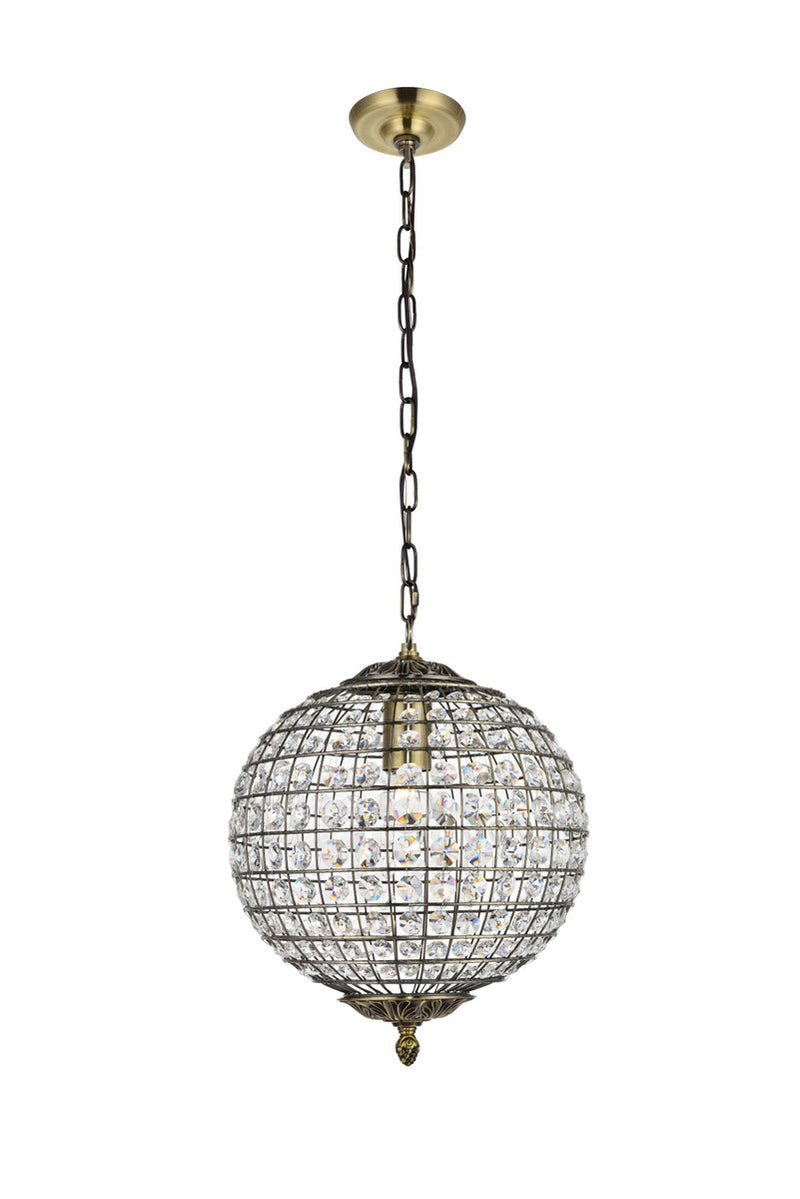 Elegant Lighting LD5025 One Light Pendant, Antique Bronze