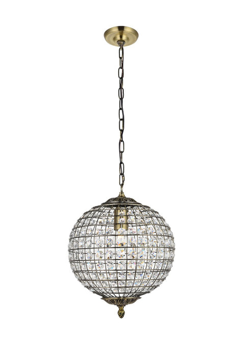 Elegant Lighting LD5025 One Light Pendant, Antique Bronze