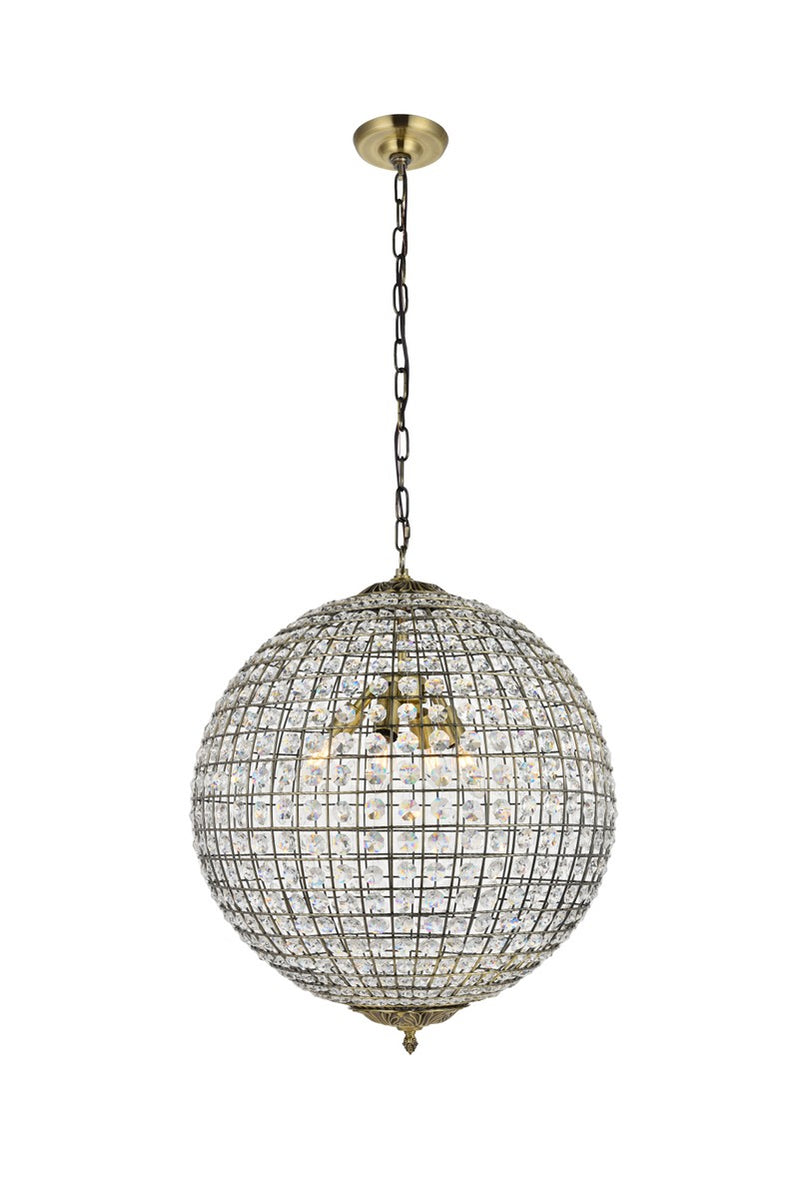 Elegant Lighting LD5027 Four Light Pendant, Antique Bronze