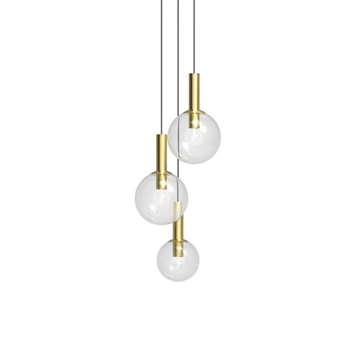 Sonneman 3763.38 Three Light Pendant, Satin Brass