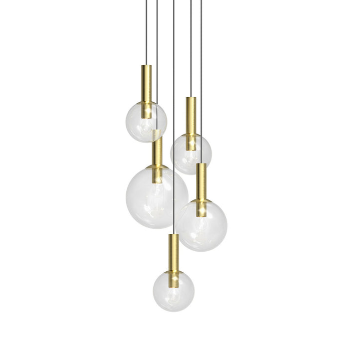 Sonneman 3765.38 Five Light Pendant, Satin Brass