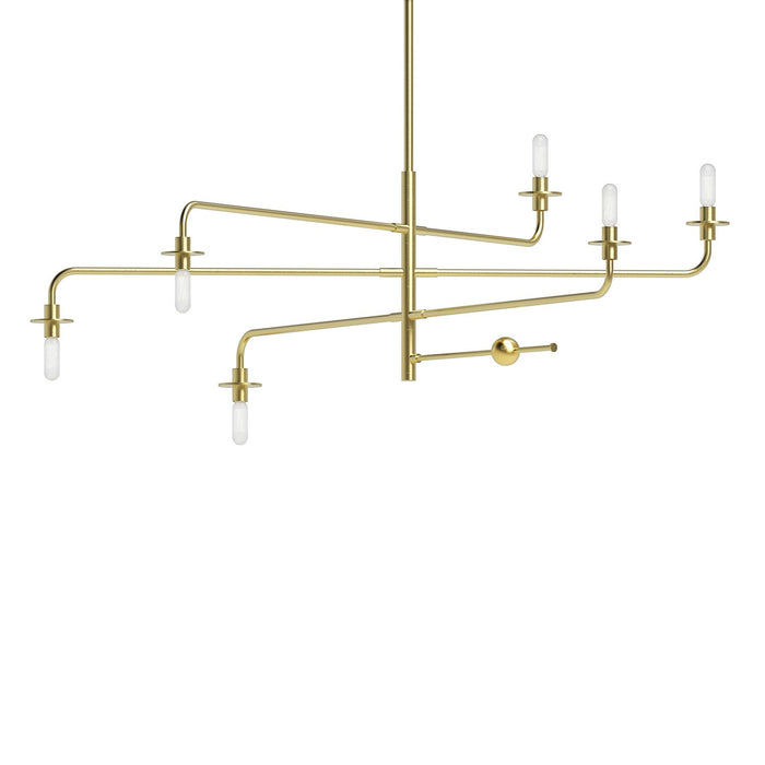 Sonneman 4546.38 Six Light Pendant, Satin Brass
