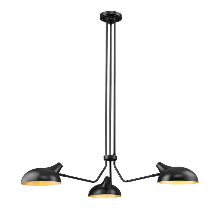 Z-Lite 1942-3MB Three Light Chandelier, Matte Black