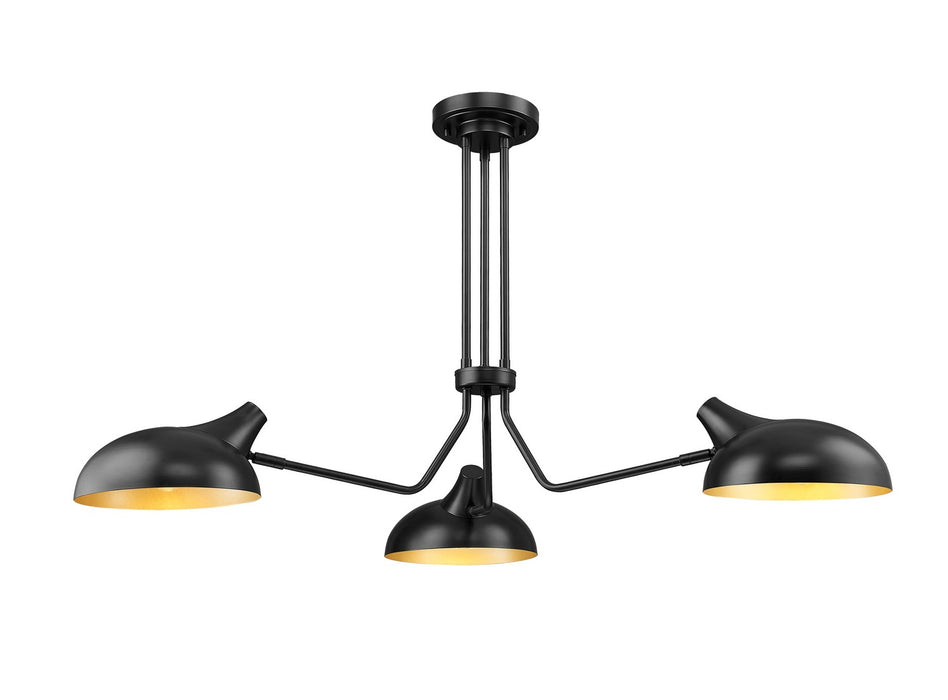 Z-Lite 1942-3SF-MB Three Light Semi Flush Mount, Matte Black