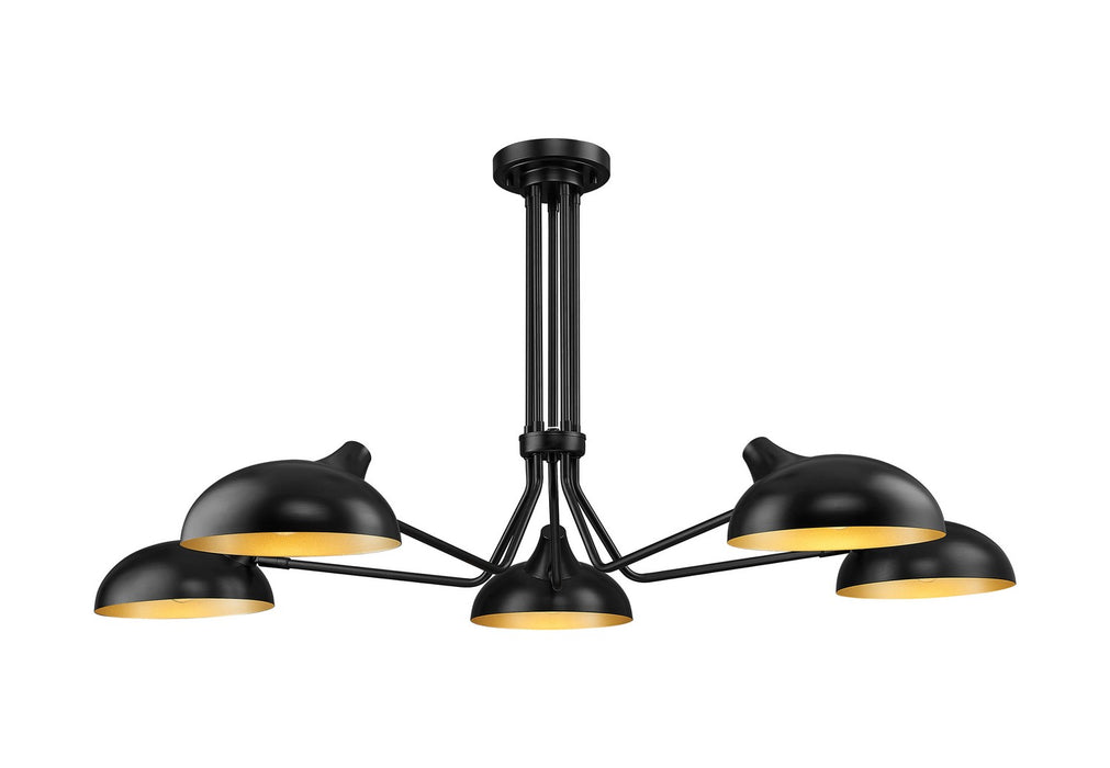 Z-Lite 1942-5SF-MB Five Light Semi Flush Mount, Matte Black