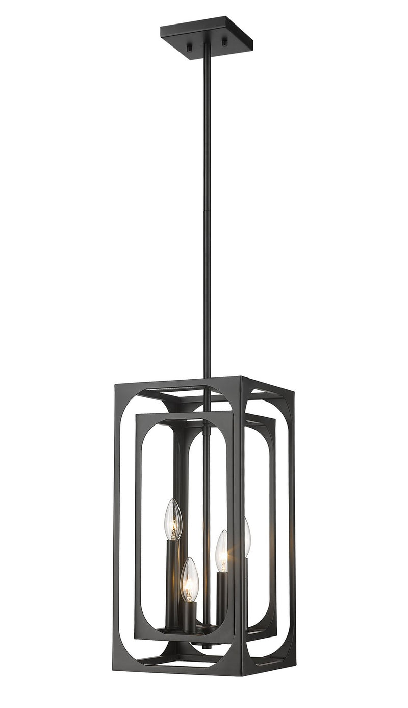 Z-Lite 3038-4MB Four Light Chandelier, Matte Black