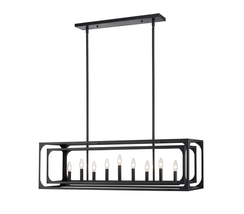 Z-Lite 3038-9L-MB Nine Light Linear Chandelier, Matte Black