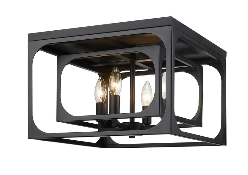 Z-Lite 3038F-MB Four Light Flush Mount, Matte Black