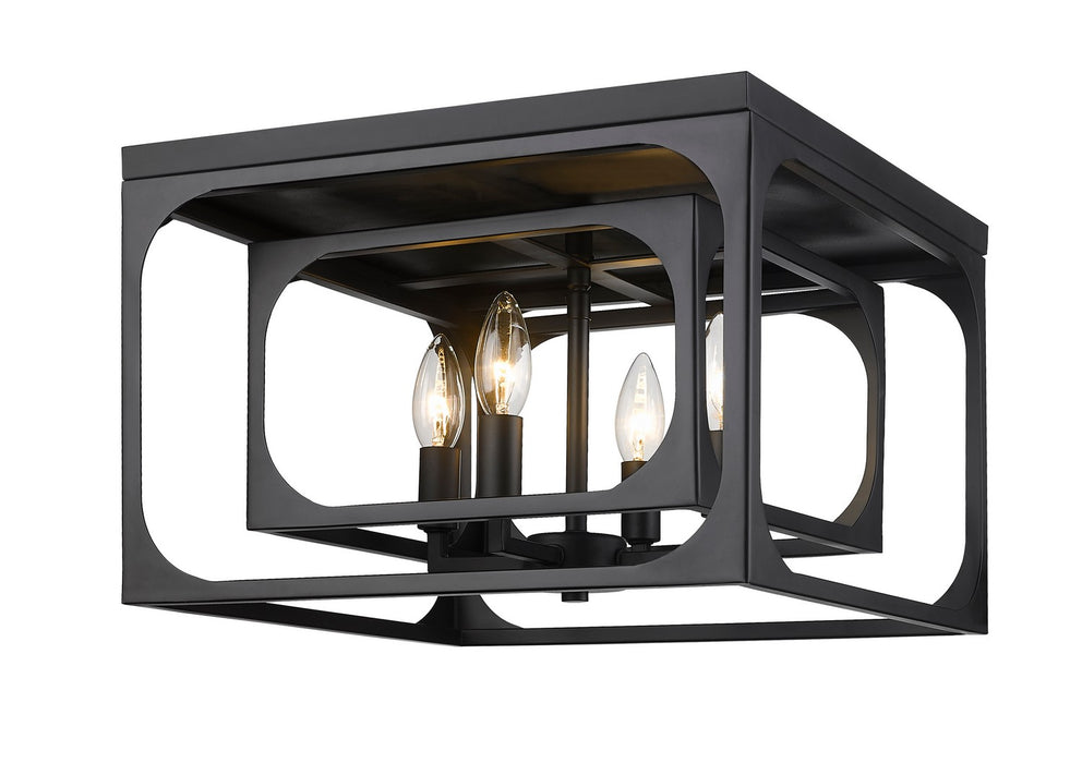 Z-Lite 3038F-MB Four Light Flush Mount, Matte Black