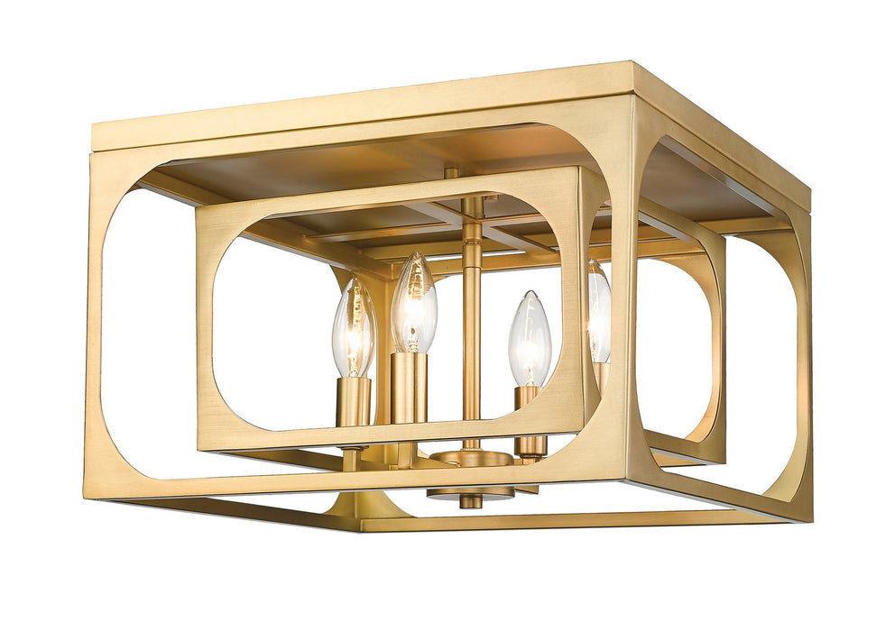 Z-Lite 3038F-RB Four Light Flush Mount, Rubbed Brass