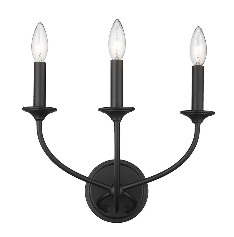 Z-Lite 3500-3S-MB Three Light Wall Sconce, Matte Black