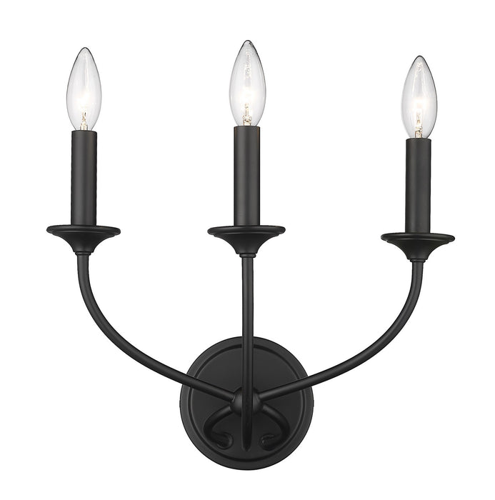 Z-Lite 3500-3S-MB Three Light Wall Sconce, Matte Black