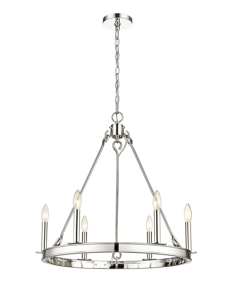 Z-Lite 482R-6PN Six Light Chandelier, Polished Nickel