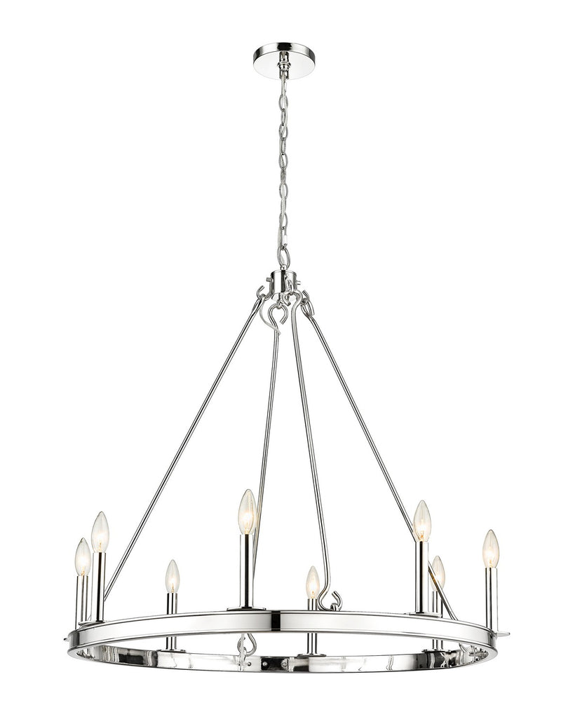 Z-Lite 482R-8PN Eight Light Chandelier, Polished Nickel