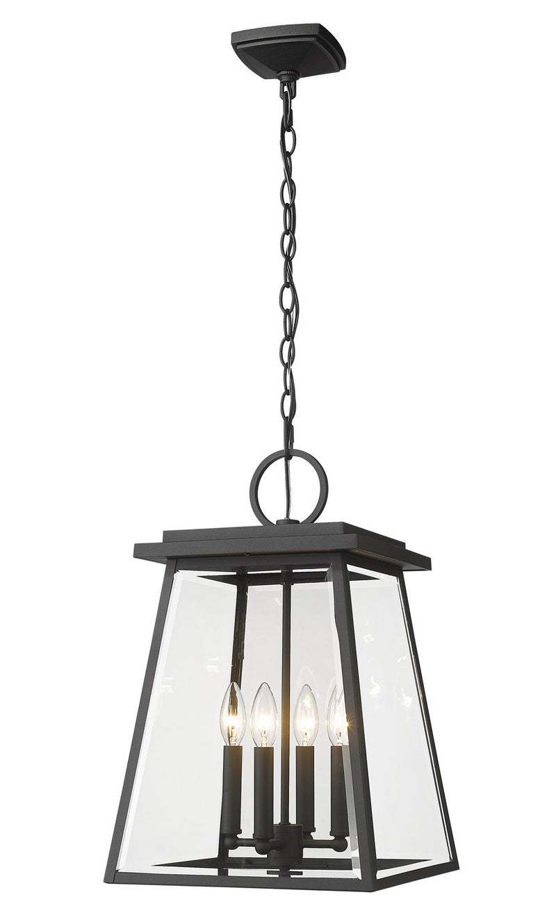 Z-Lite 521CHB-BK Four Light Outdoor Chain Mount Ceiling Fixture, Black