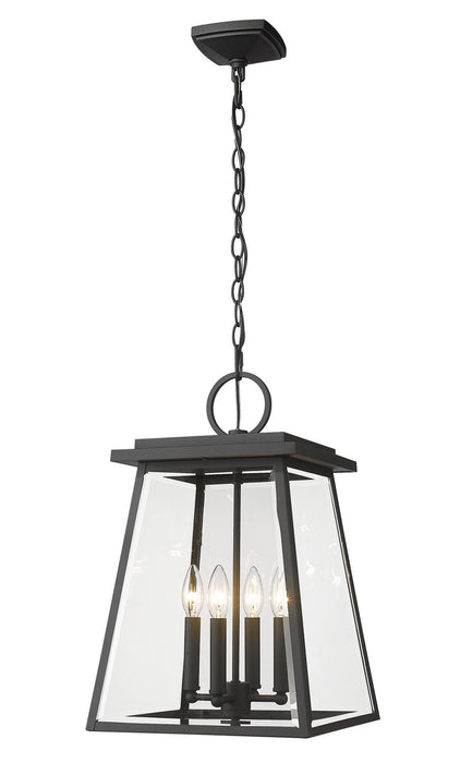 Z-Lite 521CHB-BK Four Light Outdoor Chain Mount Ceiling Fixture, Black