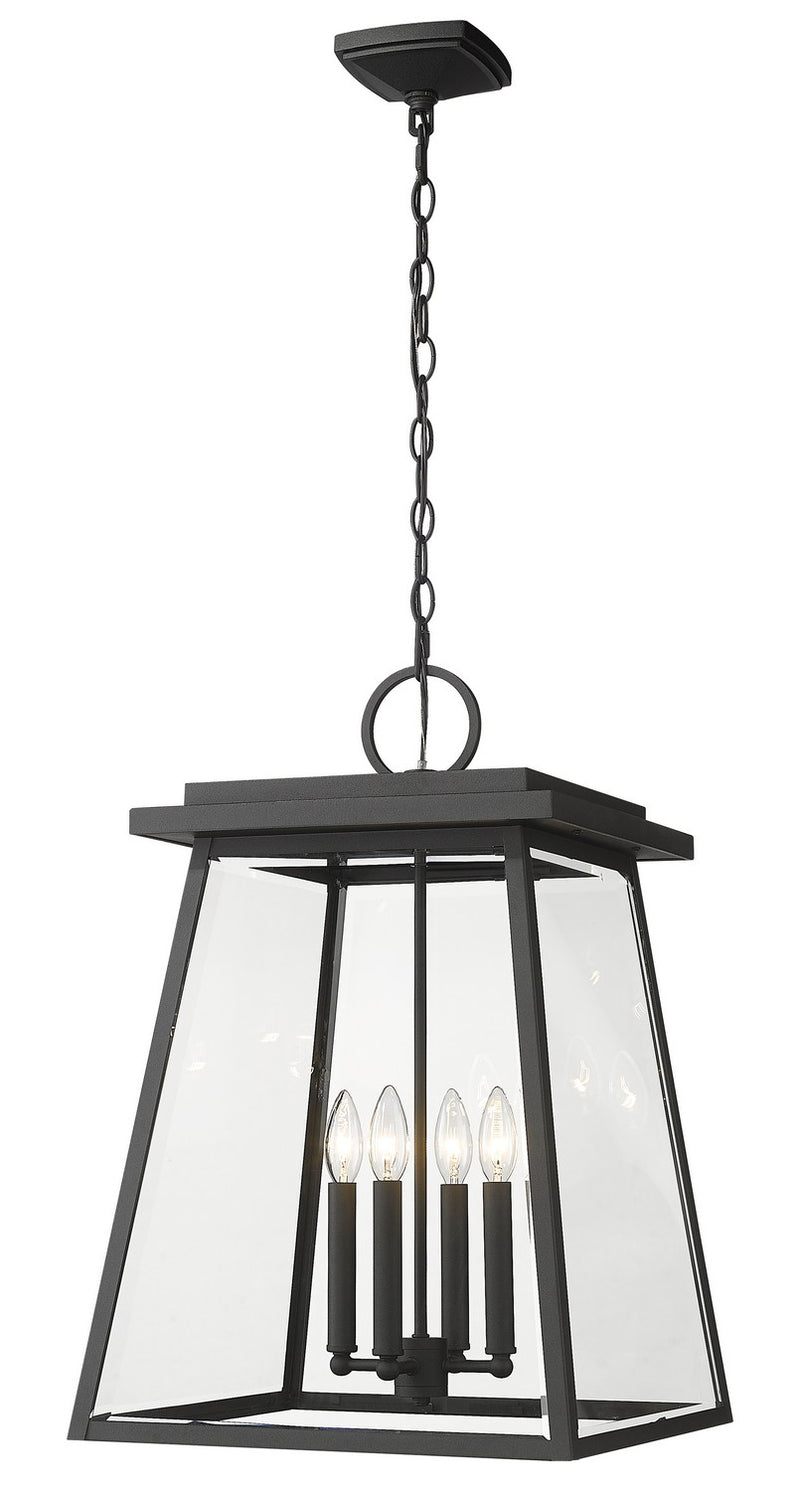 Z-Lite 521CHXL-BK Four Light Outdoor Chain Mount Ceiling Fixture, Black