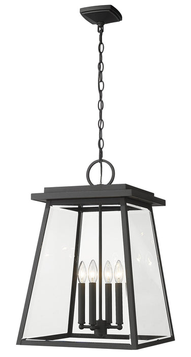 Z-Lite 521CHXL-BK Four Light Outdoor Chain Mount Ceiling Fixture, Black