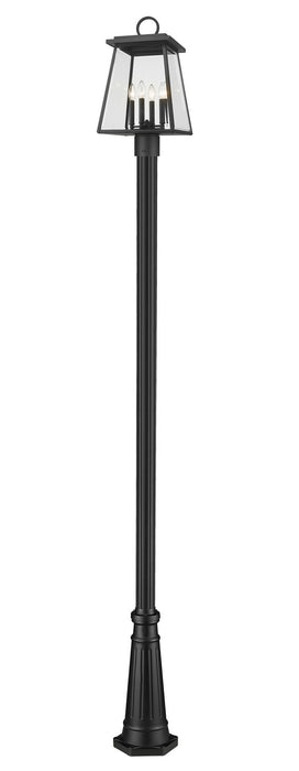 Z-Lite 521PHBR-519P-BK Four Light Outdoor Post Mounted Fixture, Black