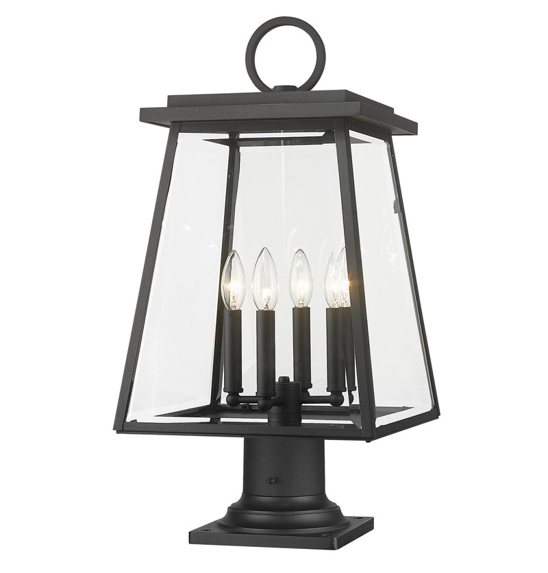 Z-Lite 521PHBR-533PM-BK Four Light Outdoor Pier Mounted Fixture, Black