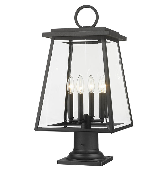 Z-Lite 521PHBR-533PM-BK Four Light Outdoor Pier Mounted Fixture, Black