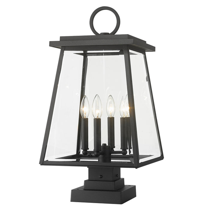 Z-Lite 521PHBS-SQPM-BK Four Light Outdoor Pier Mounted Fixture, Black