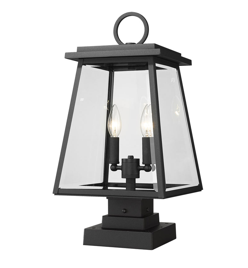 Z-Lite 521PHMS-SQPM-BK Two Light Outdoor Pier Mounted Fixture, Black