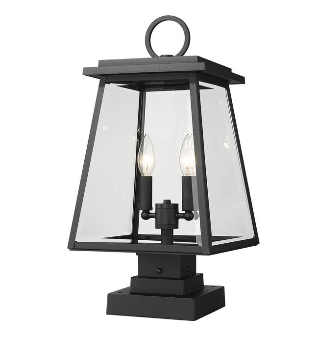 Z-Lite 521PHMS-SQPM-BK Two Light Outdoor Pier Mounted Fixture, Black