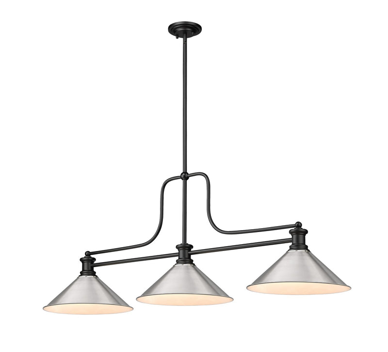 Z-Lite 725-3MB-BN15 Three Light Billiard, Matte Black