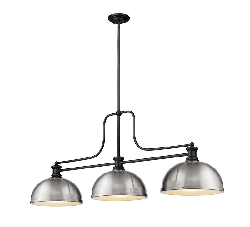 Z-Lite 725-3MB-D12BN Three Light Billiard, Matte Black