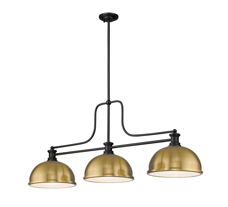Z-Lite 725-3MB-D12HBR Three Light Billiard, Matte Black