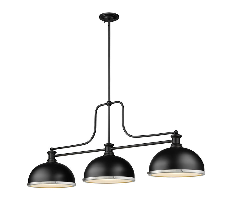 Z-Lite 725-3MB-D12MB+BN Three Light Billiard, Matte Black