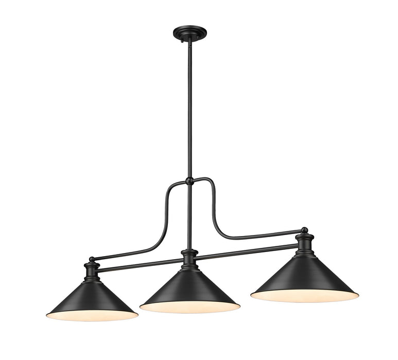 Z-Lite 725-3MB-MB15 Three Light Billiard, Matte Black