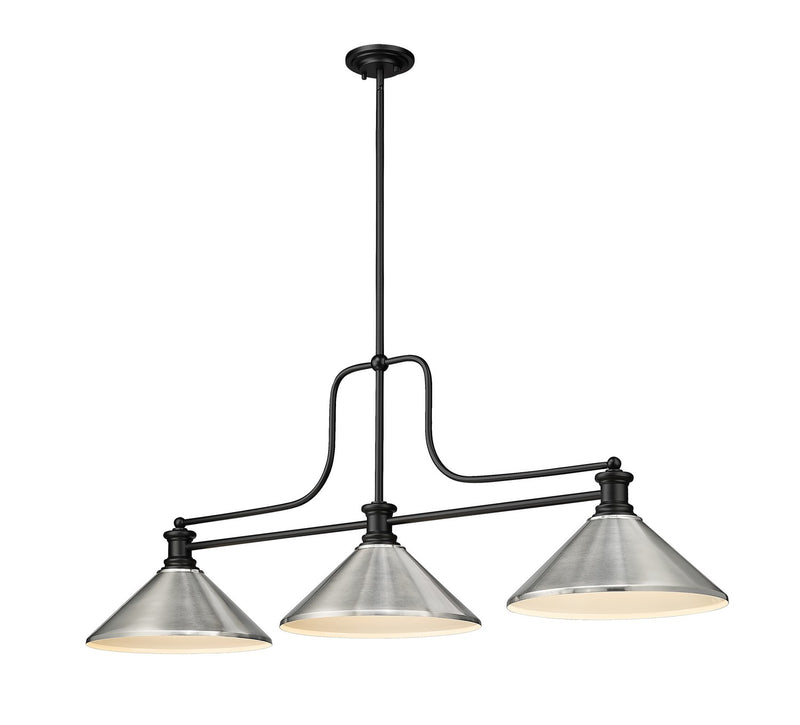 Z-Lite 725-3MB-MBN Three Light Billiard, Matte Black