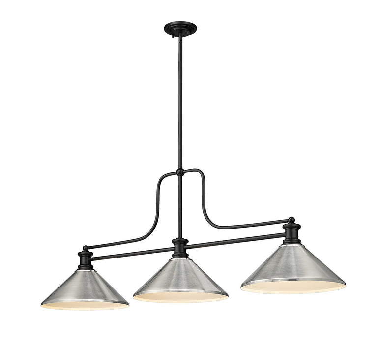 Z-Lite 725-3MB-MBN Three Light Billiard, Matte Black